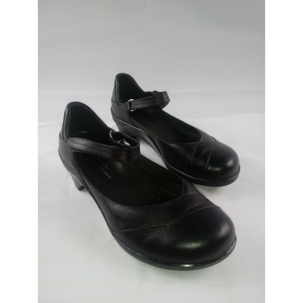 ARAVON MAYA BLACK LEATHER MARY JANA WOMEN'S